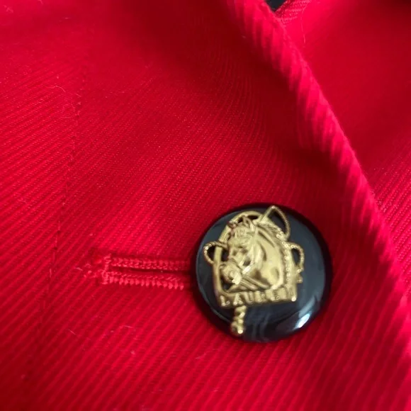 Lauren Ralph Lauren Medium Red Equestrian Style Coat with Black Collar Like New. - Picture 11 of 14